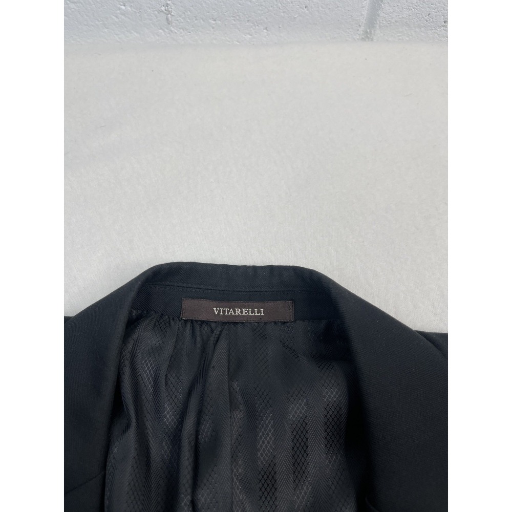 VITARELLI Black Suit Jacket Mens 42L Blazer Sport Coat Two Button Italy Fabric - Picture 2 of 11